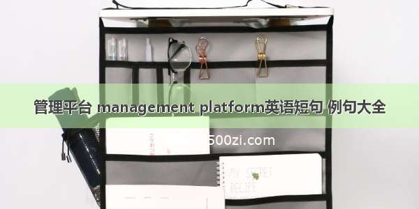 管理平台 management platform英语短句 例句大全