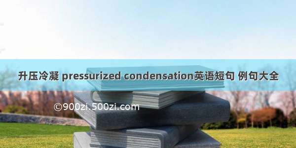 升压冷凝 pressurized condensation英语短句 例句大全