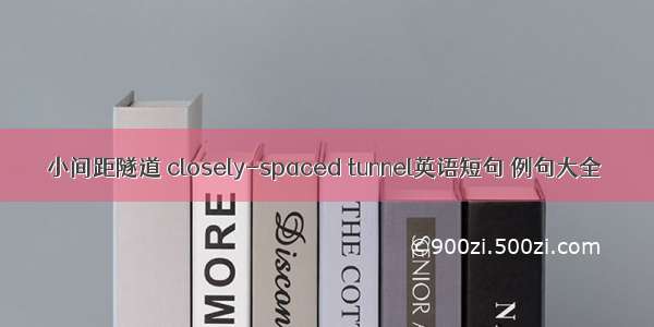 小间距隧道 closely-spaced tunnel英语短句 例句大全