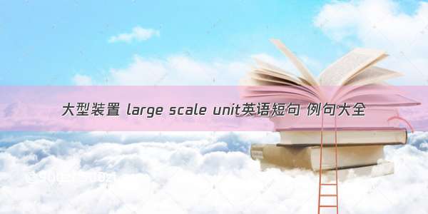大型装置 large scale unit英语短句 例句大全