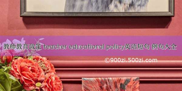 教师教育政策 teacher educational policy英语短句 例句大全