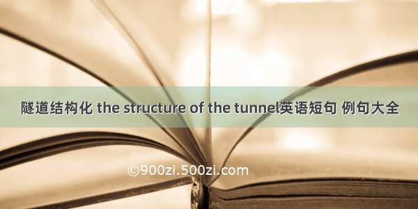 隧道结构化 the structure of the tunnel英语短句 例句大全