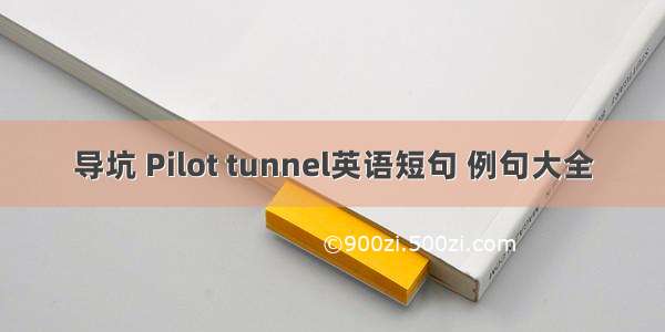 导坑 Pilot tunnel英语短句 例句大全