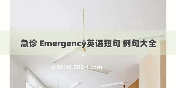 急诊 Emergency英语短句 例句大全