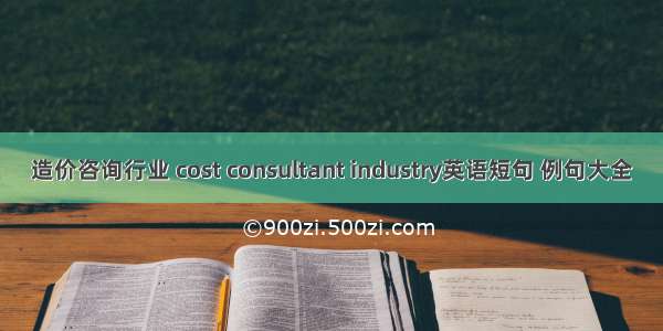 造价咨询行业 cost consultant industry英语短句 例句大全