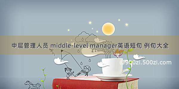 中层管理人员 middle-level manager英语短句 例句大全