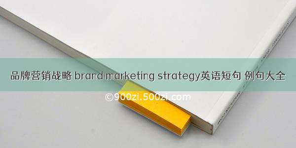 品牌营销战略 brand marketing strategy英语短句 例句大全