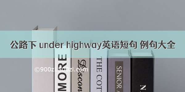 公路下 under highway英语短句 例句大全