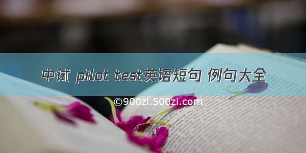 中试 pilot test英语短句 例句大全