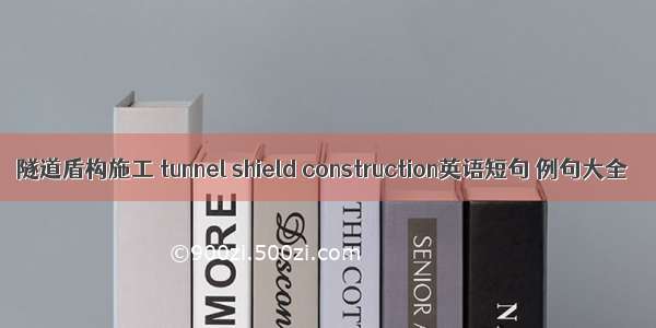 隧道盾构施工 tunnel shield construction英语短句 例句大全