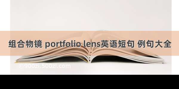 组合物镜 portfolio lens英语短句 例句大全