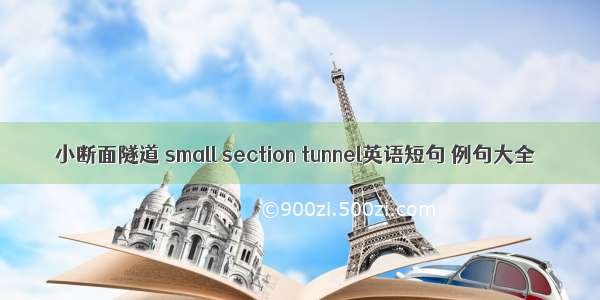 小断面隧道 small section tunnel英语短句 例句大全