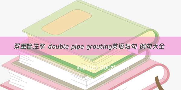 双重管注浆 double pipe grouting英语短句 例句大全