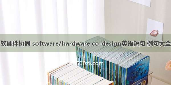软硬件协同 software/hardware co-design英语短句 例句大全