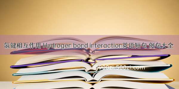 氢键相互作用 Hydrogen bond interaction英语短句 例句大全