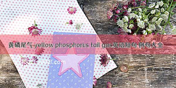 黄磷尾气 yellow phosphorus tail gas英语短句 例句大全