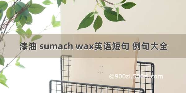 漆油 sumach wax英语短句 例句大全