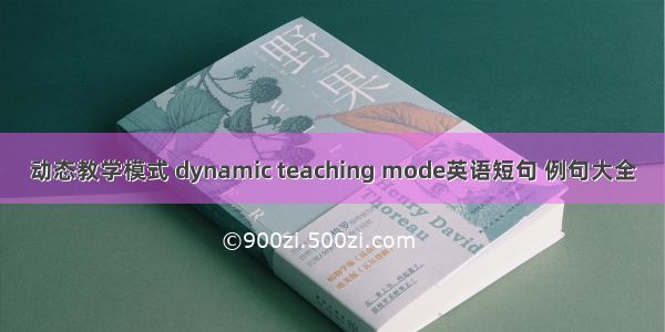 动态教学模式 dynamic teaching mode英语短句 例句大全