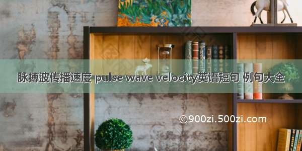 脉搏波传播速度 pulse wave velocity英语短句 例句大全