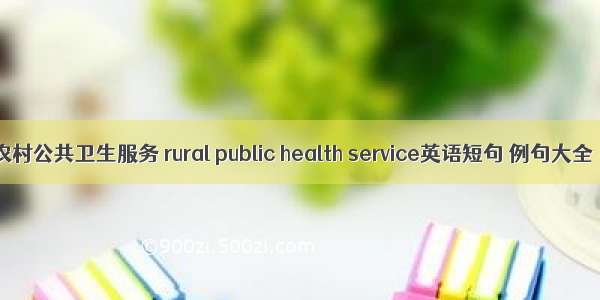 农村公共卫生服务 rural public health service英语短句 例句大全