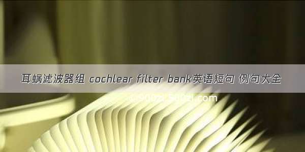 耳蜗滤波器组 cochlear filter bank英语短句 例句大全