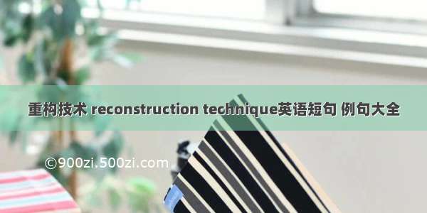 重构技术 reconstruction technique英语短句 例句大全