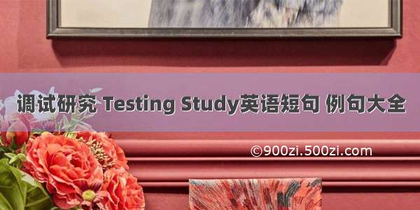 调试研究 Testing Study英语短句 例句大全