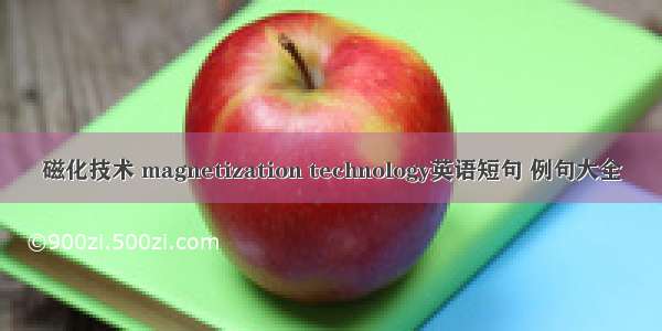 磁化技术 magnetization technology英语短句 例句大全