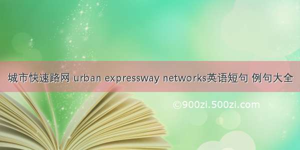 城市快速路网 urban expressway networks英语短句 例句大全