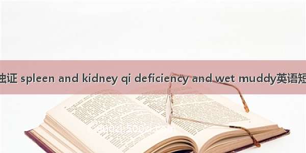 脾肾气虚湿浊证 spleen and kidney qi deficiency and wet muddy英语短句 例句大全