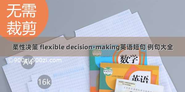 柔性决策 flexible decision-making英语短句 例句大全