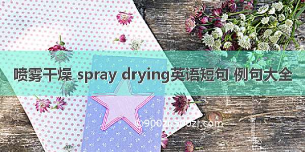 喷雾干燥 spray drying英语短句 例句大全