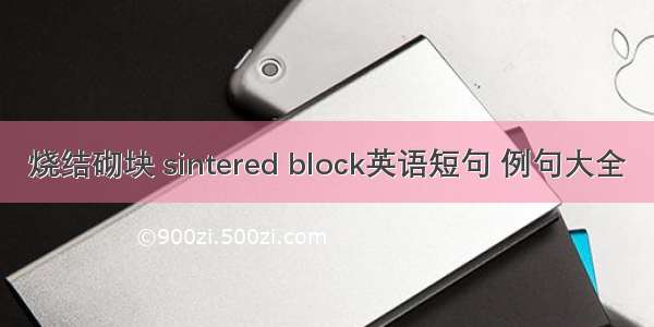 烧结砌块 sintered block英语短句 例句大全