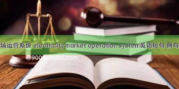 电力市场运营系统 electricity market operation system英语短句 例句大全