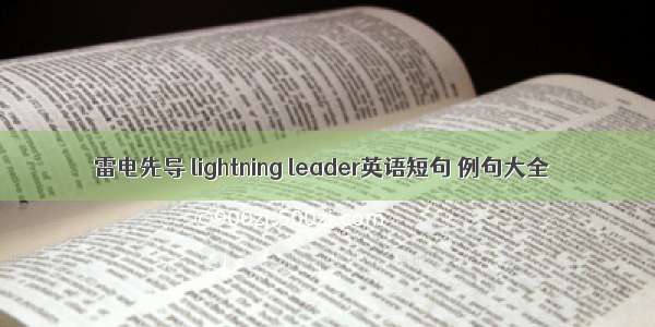 雷电先导 lightning leader英语短句 例句大全