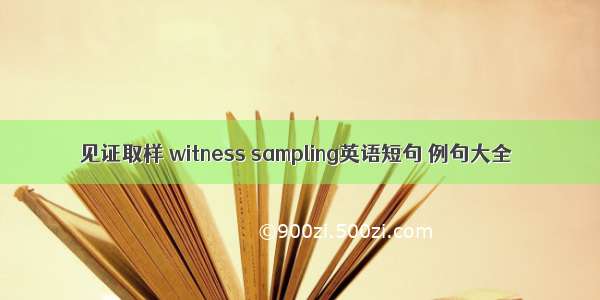 见证取样 witness sampling英语短句 例句大全