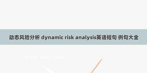 动态风险分析 dynamic risk analysis英语短句 例句大全