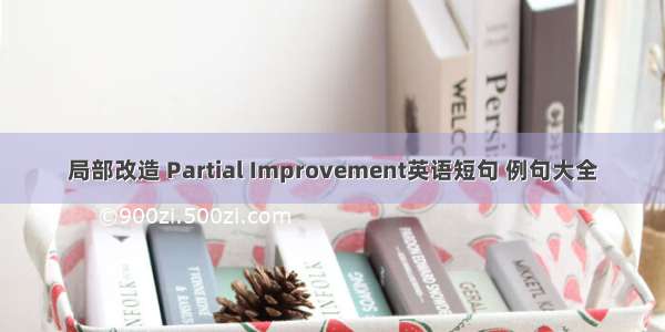 局部改造 Partial Improvement英语短句 例句大全