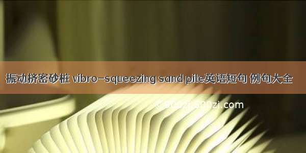 振动挤密砂桩 vibro-squeezing sand pile英语短句 例句大全