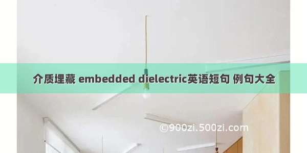 介质埋藏 embedded dielectric英语短句 例句大全