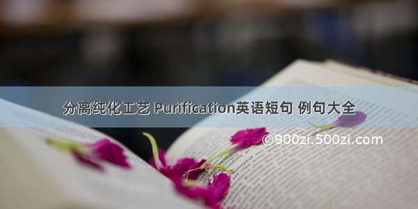 分离纯化工艺 Purification英语短句 例句大全