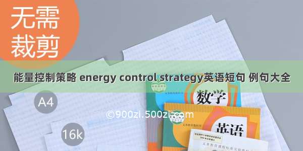 能量控制策略 energy control strategy英语短句 例句大全
