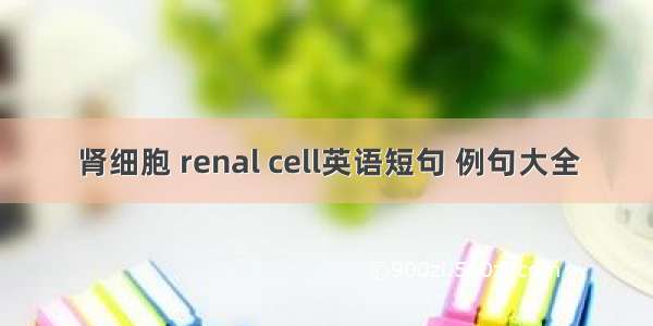肾细胞 renal cell英语短句 例句大全