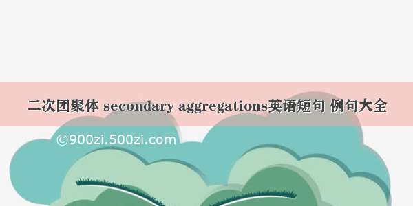 二次团聚体 secondary aggregations英语短句 例句大全