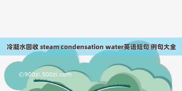 冷凝水回收 steam condensation water英语短句 例句大全