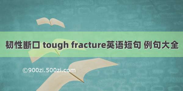 韧性断口 tough fracture英语短句 例句大全