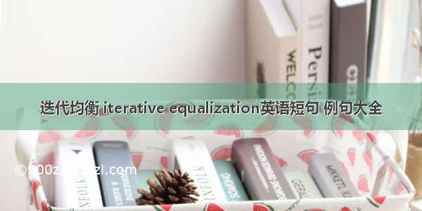 迭代均衡 iterative equalization英语短句 例句大全