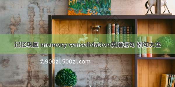 记忆巩固 memory consolidation英语短句 例句大全