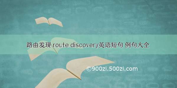 路由发现 route discovery英语短句 例句大全