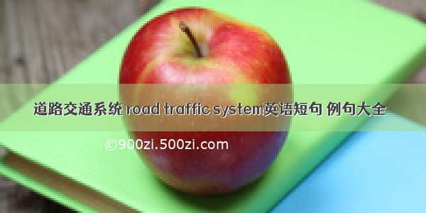 道路交通系统 road traffic system英语短句 例句大全